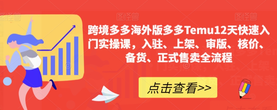 跨境多多海外版多多Temu12天快速入门实操课，入驻、上架、审版、核价、备货、正式售卖全流程-网创资源吧