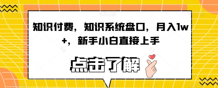 知识付费，知识系统盘口，月入1w+，新手小白直接上手-网创资源吧