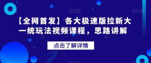 【全网首发】各大极速版拉新大一统玩法视频课程，思路讲解【揭秘】-网创资源吧