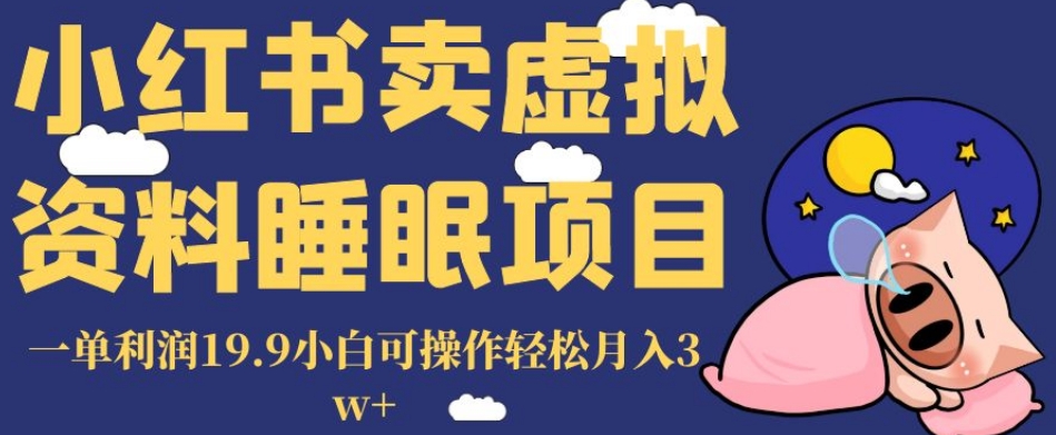 小红书卖虚拟资料睡眠项目，一单利润19.9小白可操作轻松月入3w+【揭秘】-网创资源吧