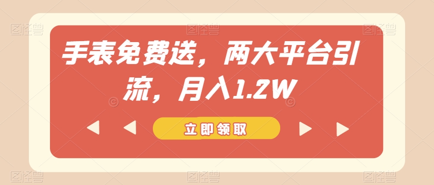 手表免费送，两大平台引流，月入1.2W【揭秘】-网创资源吧