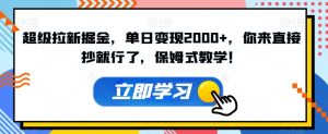 超级拉新掘金,单日变现2000+,你来直接抄就行了,保姆式教学!【揭秘】-网创资源吧