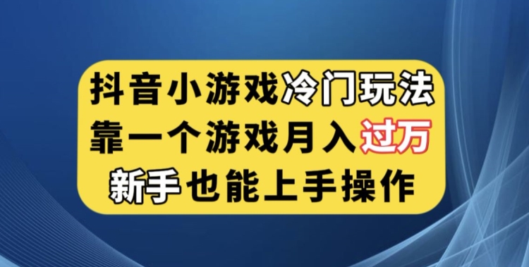 抖音小游戏冷门玩法，靠一个游戏月入过万，新手也能轻松上手【揭秘】-网创资源吧