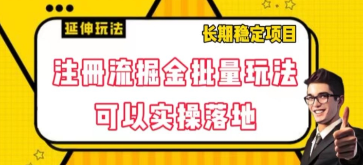 注册流掘金批量玩法，可以实操落地【揭秘】-网创资源吧