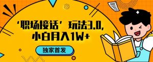 职场接话3.0玩法，小白易上手，暴力变现月入1w【揭秘】-网创资源吧