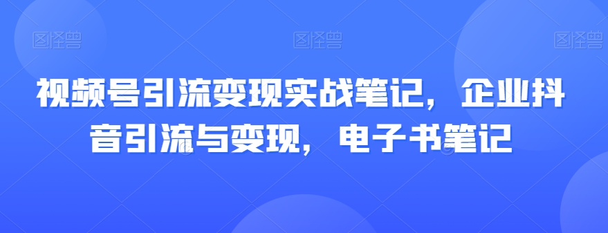 视频号引流变现实战笔记，企业抖音引流与变现，电子书笔记-网创资源吧