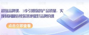 超级品牌课,3步引爆你的产品销量,实现利润翻倍教你落地做好品牌的课-网创资源吧