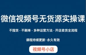 微信视频号小店无货源实操课程,不囤货·不刷单·多种运营方法·开店卖货全流程-网创资源吧