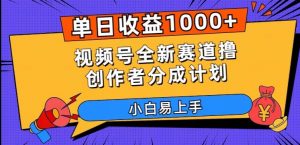 单日收益1000+，视频号全新赛道撸创作者分成计划，小白易上手【揭秘】-网创资源吧