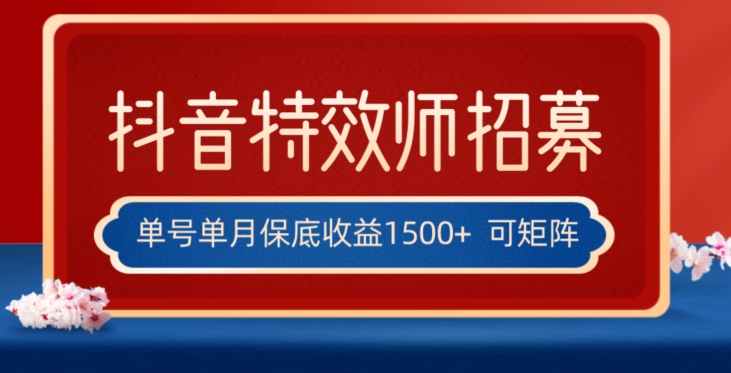 全网首发抖音特效师最新玩法，单号保底收益1500+，可多账号操作，每天操作十分钟【揭秘】-网创资源吧