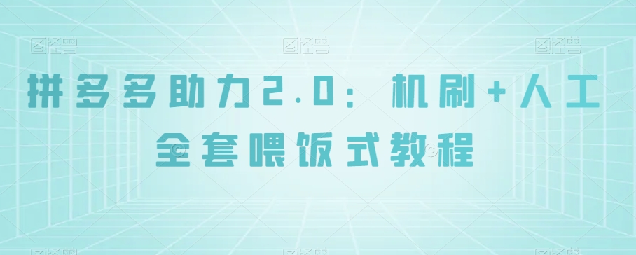 拼多多助力2.0：机刷+人工全套喂饭式教程【揭秘】-网创资源吧