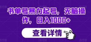 书单号暴力起号，无脑操作，日入1000+【揭秘】-网创资源吧