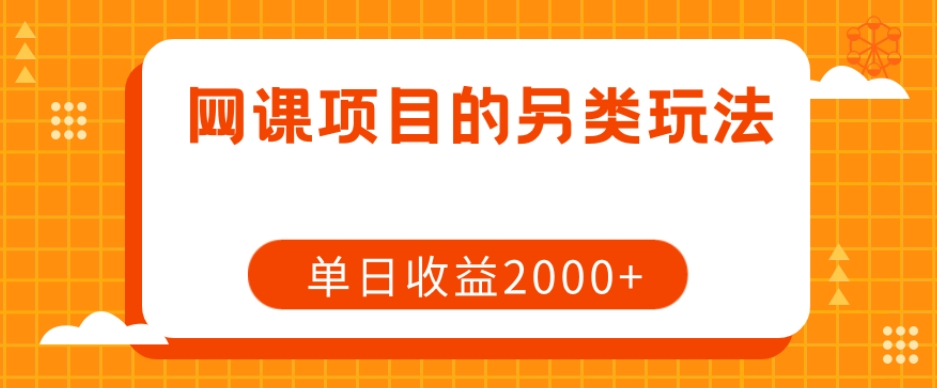 网课项目的另类玩法，单日收益2000+【揭秘】-网创资源吧