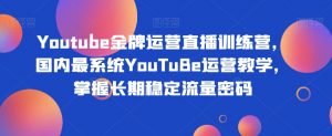 Youtube金牌运营直播训练营,国内最系统YouTuBe运营教学,掌握长期稳定流量密码-网创资源吧