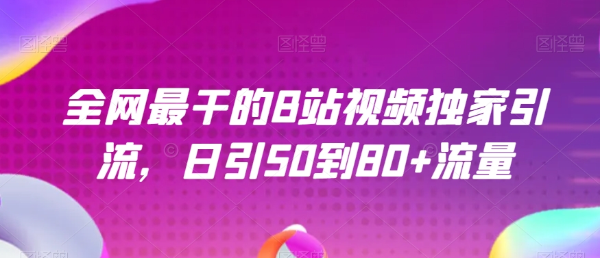 全网最干的B站视频独家引流，日引50到80+流量【揭秘】-网创资源吧