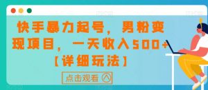 快手暴力起号,男粉变现项目,一天收入500+【详细玩法】【揭秘】-网创资源吧
