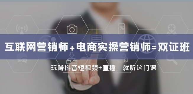 互联网·营销师+电商实操营销师=双证班：玩赚抖音短视频+直播就听这门课-网创资源吧