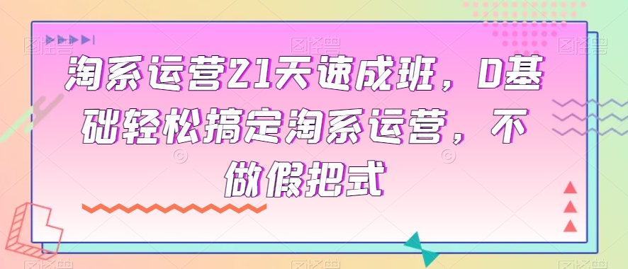 淘系运营21天速成班，0基础轻松搞定淘系运营，不做假把式-网创资源吧