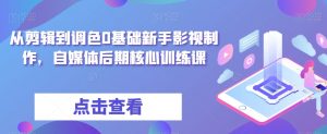 从剪辑到调色0基础新手影视制作,自媒体后期核心训练课-网创资源吧