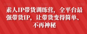 素人IP带货训练营,全平台最强带货IP,让带货变得简单、不再神秘-网创资源吧