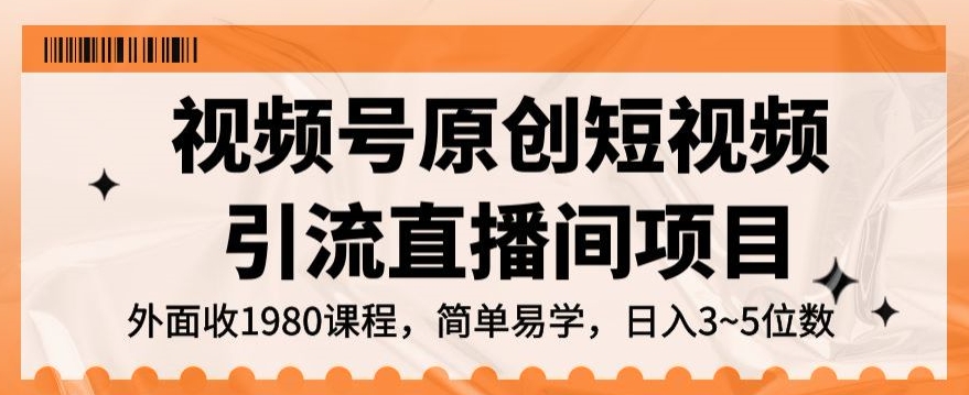 视频号原创短视频引流直播间项目，日入3~5五位数【揭秘】-网创资源吧