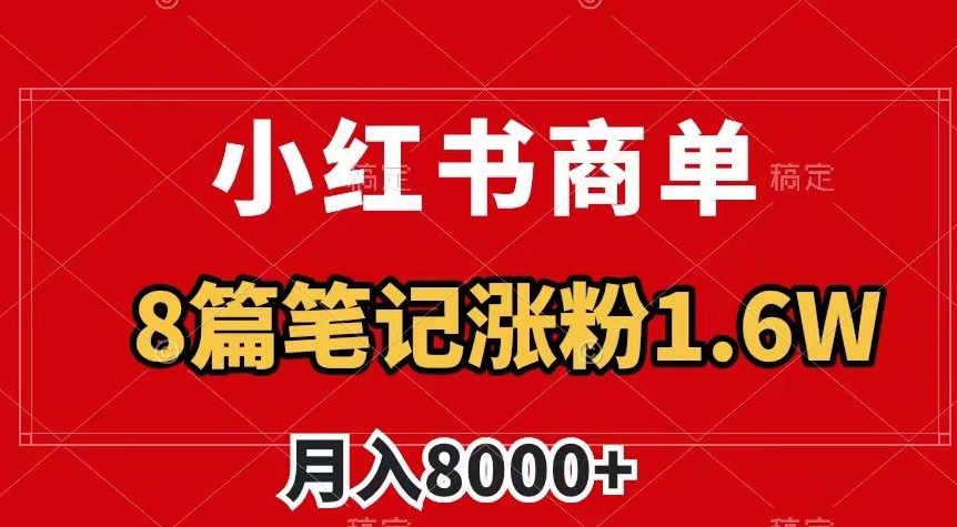 小红书商单最新玩法，8篇笔记涨粉1.6w，作品制作简单，月入8000+【揭秘】-网创资源吧