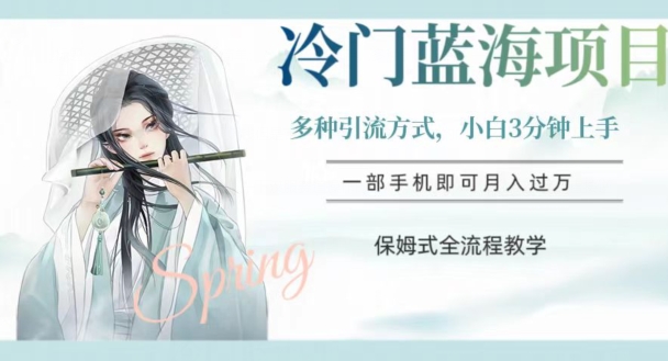 冷门蓝海项目，操作简单，小白3分钟上手，多种引流方式，保姆式全流程教学【揭秘】-网创资源吧