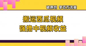 搬运西瓜视频强撸中视频收益,日赚600+破原创,拿百万流量【揭秘】-网创资源吧