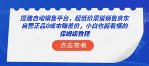 搭建自动销售平台，超低价渠道销售京东自营正品0成本赚差价，小白也能看懂的保姆级教程【揭秘】-网创资源吧