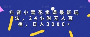 抖音小雪花卖课最新玩法,24小时无人直播,日入3000+【揭秘】-网创资源吧