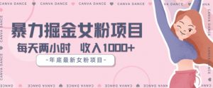年底暴力女粉掘金项目5天变现1.5W+【揭秘】-网创资源吧