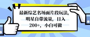 最新综艺名场面片段玩法，明星自带流量，日入200+，小白可做【揭秘】-网创资源吧