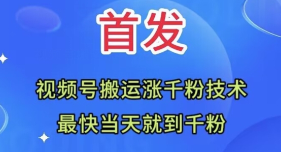 全网首发：视频号无脑搬运涨千粉技术，最快当天到千粉【揭秘】-网创资源吧