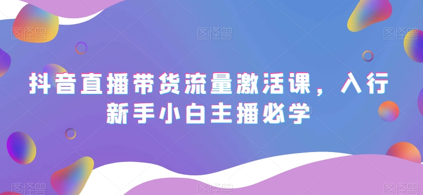 抖音直播带货流量激活课，入行新手小白主播必学-网创资源吧