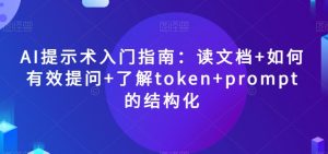 AI提示术入门指南：读文档+如何有效提问+了解token+prompt的结构化【揭秘】-网创资源吧