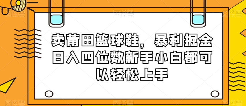 卖莆田篮球鞋，暴利掘金日入四位数新手小白都可以轻松上手【揭秘】-网创资源吧
