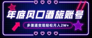 年底大风口旅游赛道酒旅账号，多渠道变现，小白也能月入2W+【揭秘】-网创资源吧