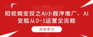 短视频变现之AI小程序推广,AI变脸从0-1运营全流程-网创资源吧