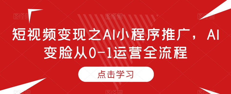 短视频变现之AI小程序推广，AI变脸从0-1运营全流程-网创资源吧