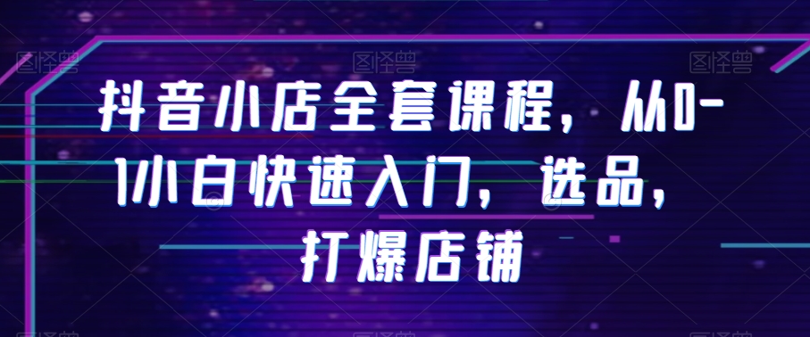 抖音小店全套课程，从0-1小白快速入门，选品，打爆店铺-网创资源吧