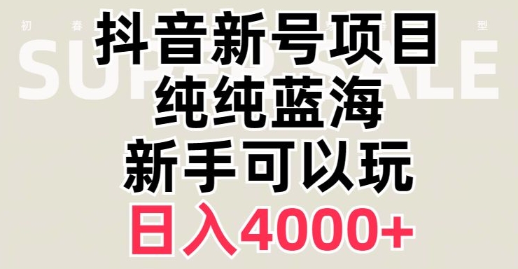 抖音蓝海赛道，必须是新账号，日入4000+【揭秘】-网创资源吧