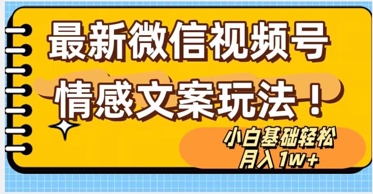 微信视频号情感文案最新玩法，小白轻松月入1万+无脑搬运【揭秘】-网创资源吧