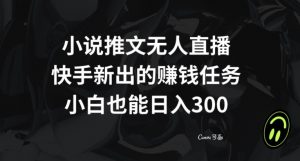 小说推文无人直播，快手新出的赚钱任务，小白也能日入300+【揭秘】-网创资源吧
