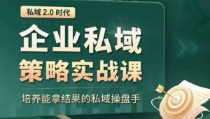 私域2.0时代：企业私域策略实战课，培养能拿结果的私域操盘手-网创资源吧
