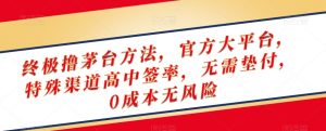 终极撸茅台方法,官方大平台,特殊渠道高中签率,无需垫付,0成本无风险【揭秘】-网创资源吧