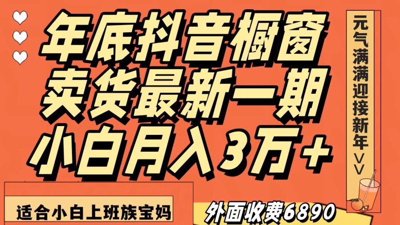 外面收费6890元年底抖音橱窗卖货最新一期，小白月入3万，适合小白上班族宝妈【揭秘】-网创资源吧