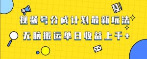 视频号最新爆火赛道玩法，只需无脑搬运，轻松过原创，单日收益上千【揭秘】-网创资源吧