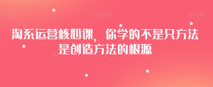 淘系运营核心课，你学的不是只方法是创造方法的根源-网创资源吧