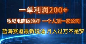 一单利润200私域电商做的好，一个人顶一家公司蓝海赛道最新玩法【揭秘】-网创资源吧