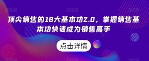 顶尖销售的18大基本功2.0,掌握销售基本功快速成为销售高手-网创资源吧
